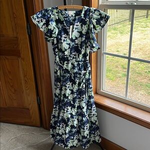 NWT Floral Blue and White Women's Dress